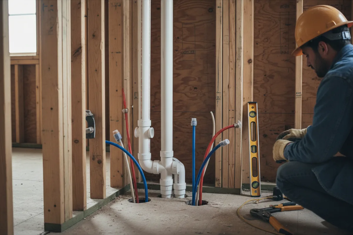 Drain and supply rough-in during Sump Pump Repair in Huntsville